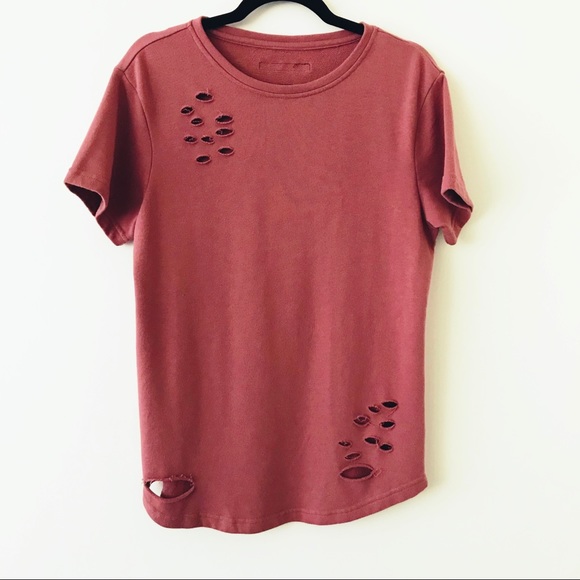 Alphalete Other - ALPHALETE Distressed Short Sleeve Tshirt Rose